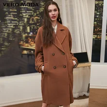 Vero Moda осень зима лацкан воротник двубортное шерстяное пальто | 318327564