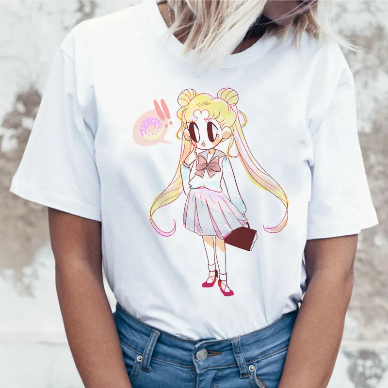 Sailor Moon Аниме Футболка Топ Футболка 90s Женская Футболка женская femme корейский стиль ulzzang футболка Графический гранж эстетический - Цвет: 21159