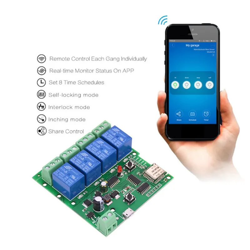 

Practical Smart WIFI Switch Module EWeLink Wireless Remote Control Inching Self-Locking Module Home Intelligent Accessories