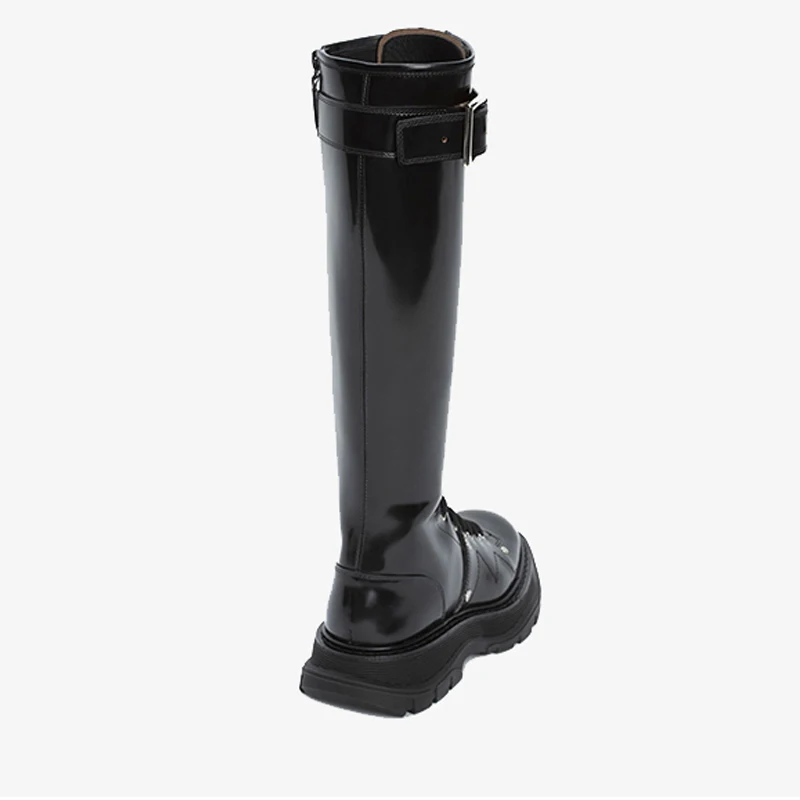 women new winter thick bottom Knight knee martin boots ladies fashion strap high tube Plush boots