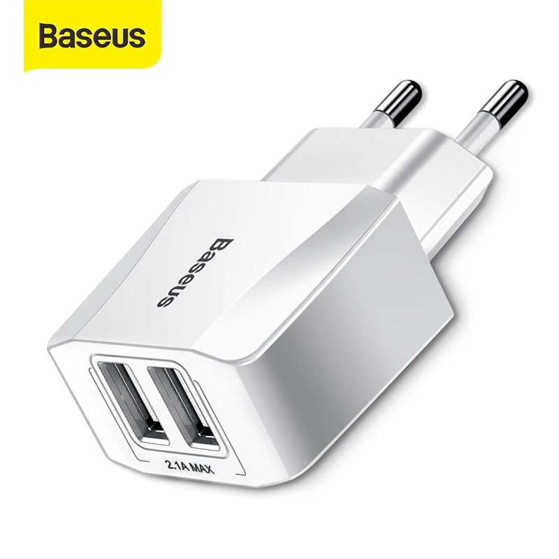 Портативное зарядное устройство Baseus с двумя usb портами, 5 в 2,1 А, для iPhone X 8 7 6, зарядное устройство с вилкой европейского стандарта, быстрое настенное зарядное устройство для samsung S8 Note 8 xiaomi mi 8|Зарядные устройства| | АлиЭкспресс