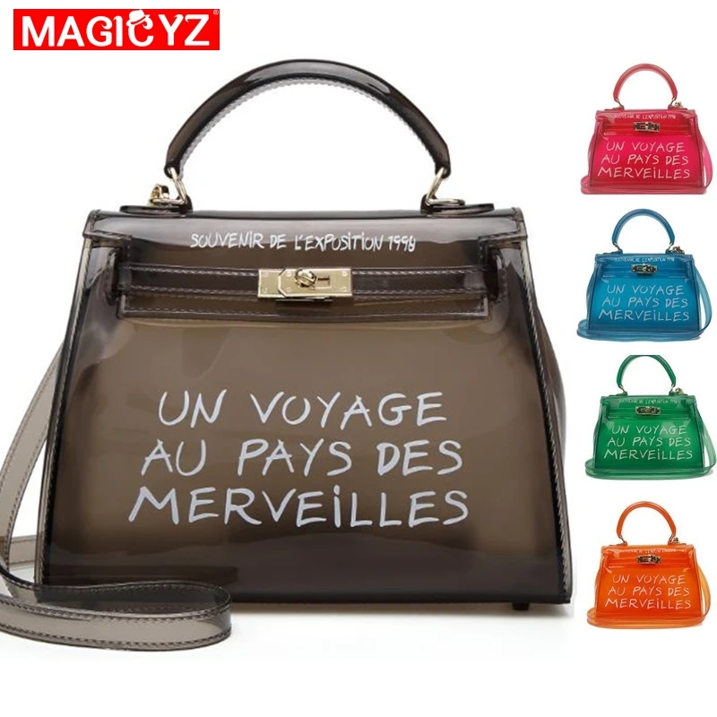 

Clear Transparent PVC Shoulder Bags Women Candy Color Women Jelly Bags Purse Solid Color Handbags sac a main femme Crossbody Bag