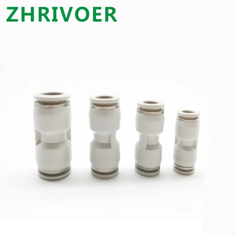 

1 pcs Tube Straight Push in Pneumatic Connector One Touch Union Quick Fittings White Air Water Tube Fittings 4 6 8 10 12 14 16mm