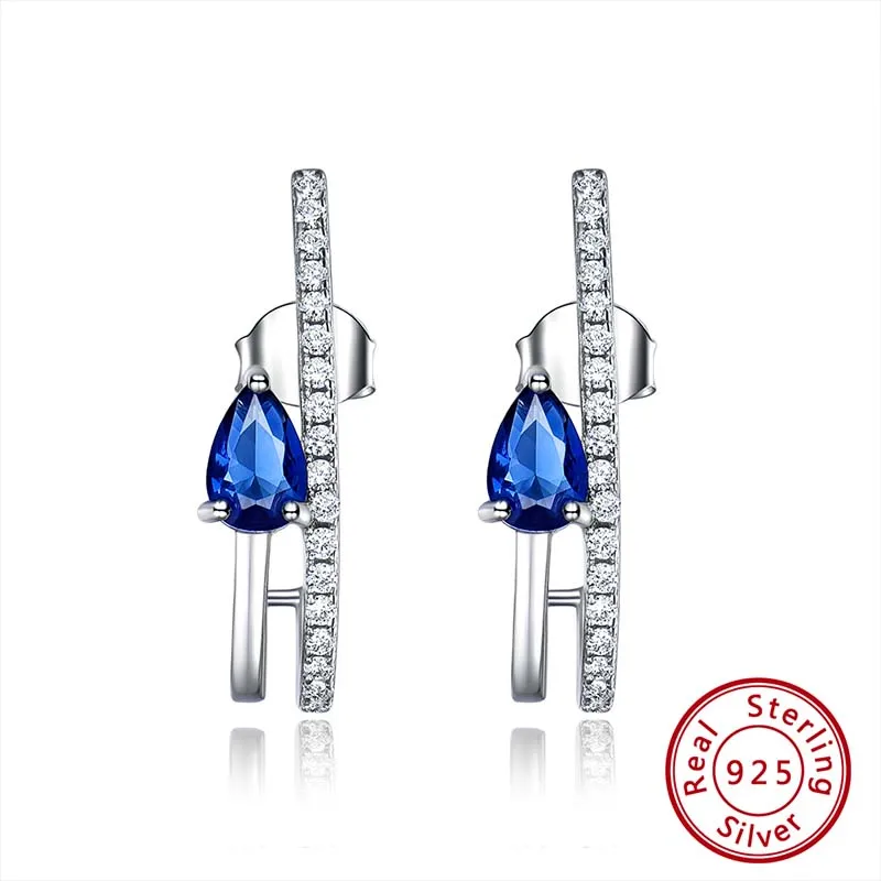 ORSA JEWELS твердые 925 пробы серебряные серьги-кольца для женщин из настоящего сапфира роскошные женские ювелирные изделия VSE04 - Цвет камня: VSE09