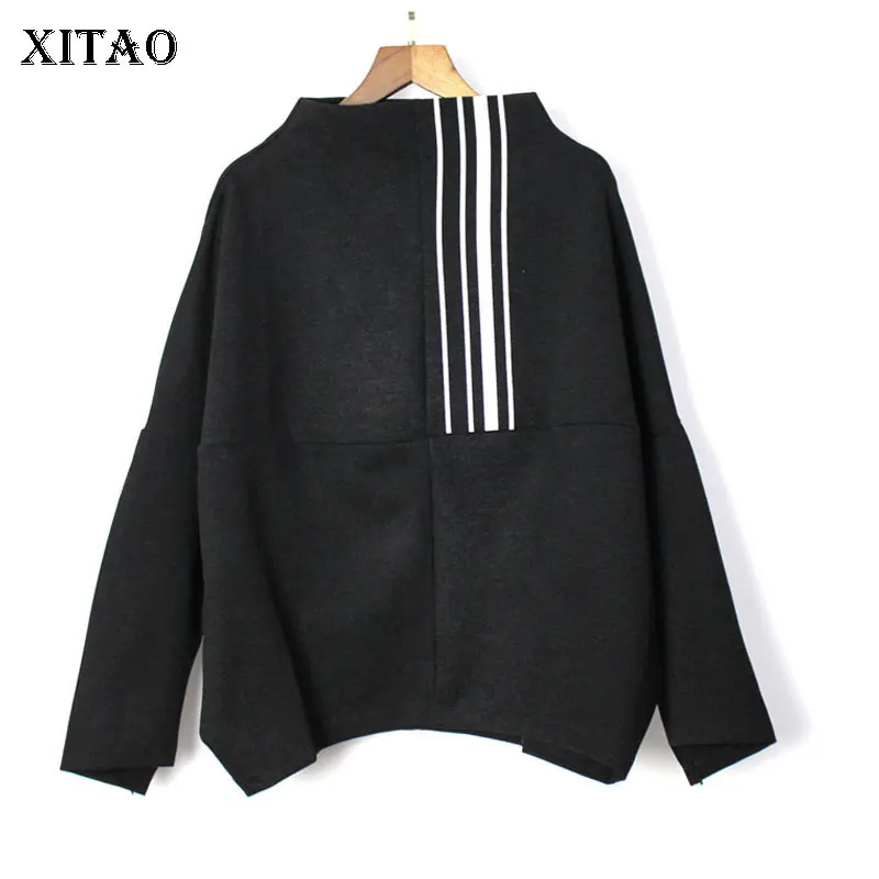 

[XITAO] Europe Fashion New 2019 Spring Women Turtleneck Full Sleeve Loose Top Female Pullover Match All Sweatshirt ZLL3289