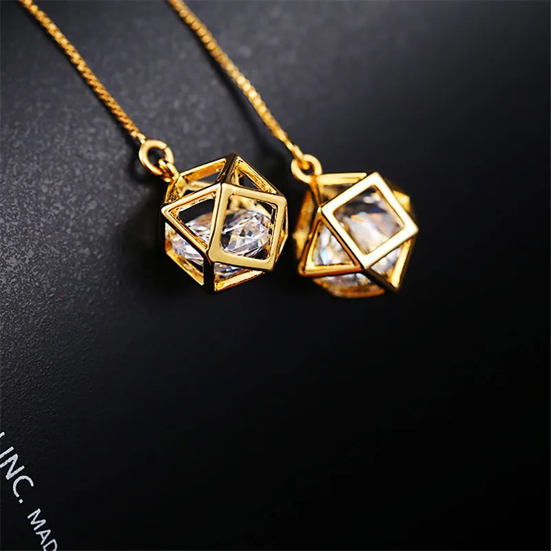 

Cute Female Small Round Drop Earrings Fashion Silver Gold Color Tassel Earrings Simple Long Dangle Earrings For Women