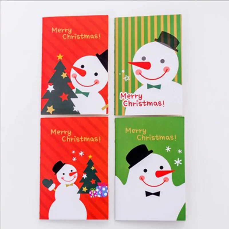 snowman 4 шт./лот, Рождественский милый мультяшный маленький блокнот, Бумажная книга, дневник, записная книжка, канцелярские принадлежности, лучшие рождественские подарки для детей, канцелярские принадлежности - Цвет: snowman
