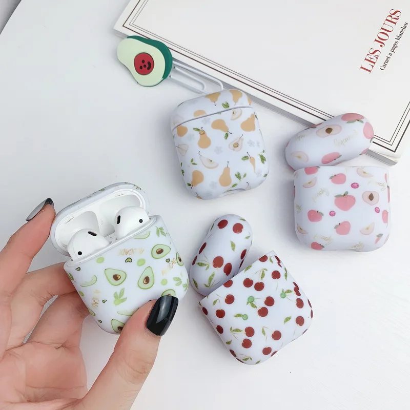 

Cherry Fruit Pattern Earphone Protective PC Cover Case For Apple AirPods 1st 2nd Protective Cover Skin Accessories Charging Box