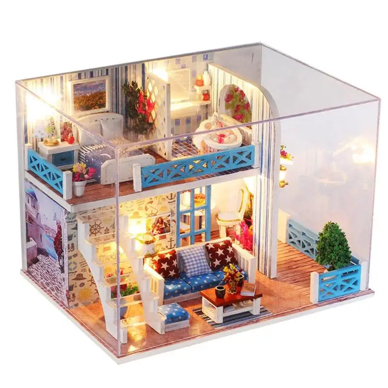 

Wooden DIY Seaview House Toy Assembly Building Model Miniature Dollhouse