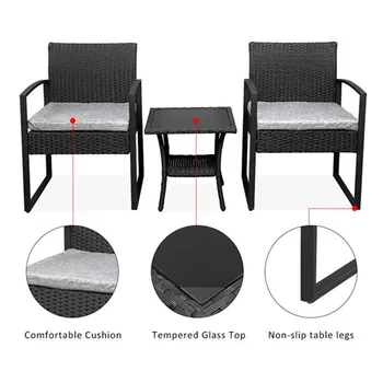 

Outdoor Balcony Terrace 3-piece Rattan Mini Leisure Set