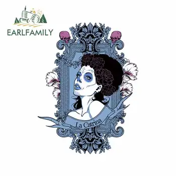 

EARLFAMILY 13cm x 10cm For La Catrina Occlusion Scratch Car Stickers Auto Air Conditioner Decal Bumper For JDM SUV RV Decor