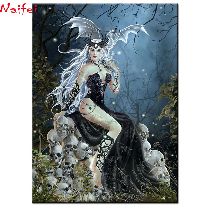 5d diy diamond Painting Gothic Art fairy Dragon skull Full Drill diamond embroidery Cross Stitch Mosaic home Decor Craft Gift