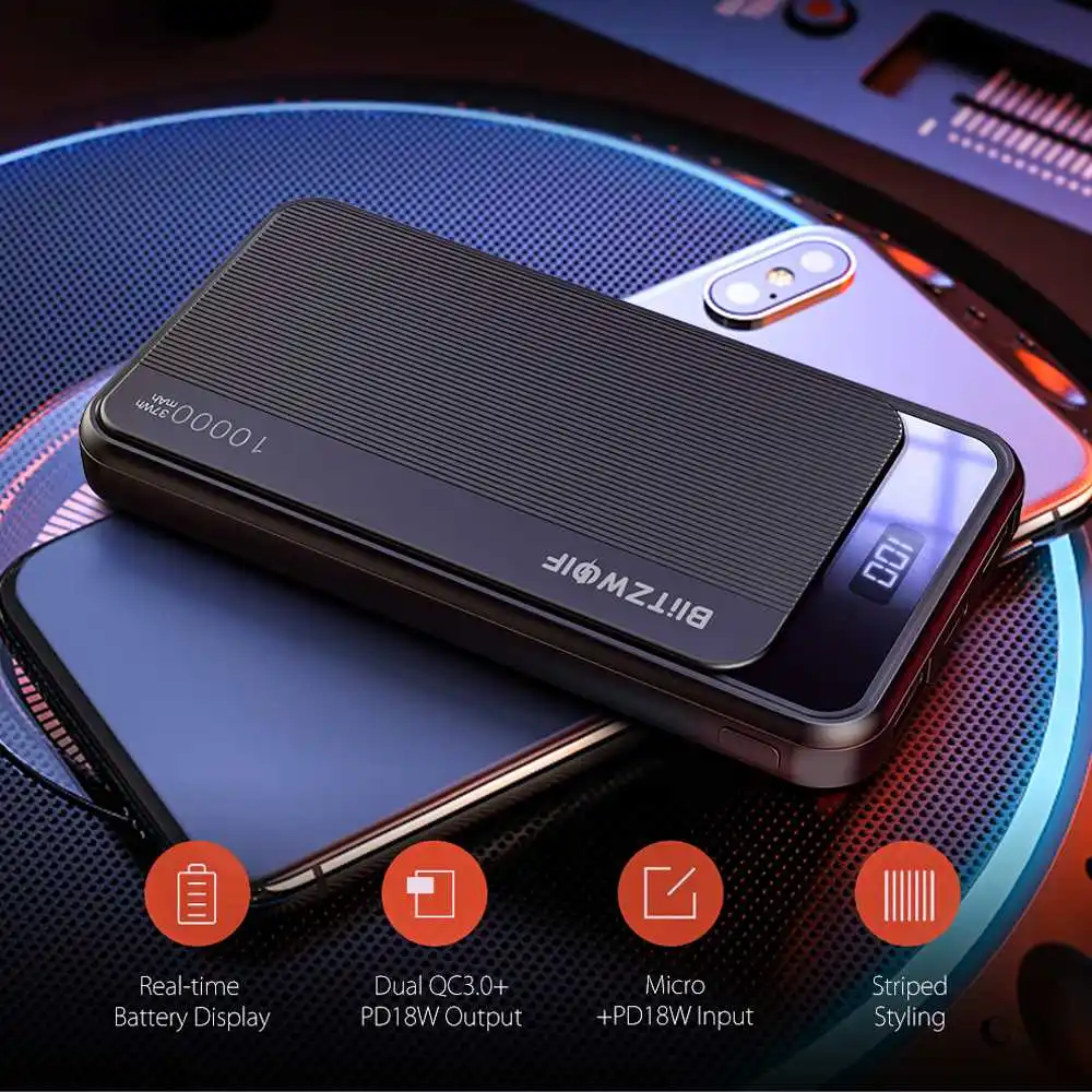 BlitzWolf 10000mAh 22.5W Digital Display QC3.0 PD3.0 SCP Dual Output Input Smart Power Bank for iPhone for Samsung for Huawei BlitzWolf 10000mAh 22.5W Digital Display QC3.0 PD3.0 SCP Dual Output Input Smart Power Bank for iPhone for Samsung for Huawei
