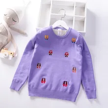 Детский пуловер для девочек; свитер; коллекция года; сезон осень-зима; стиль; детская вязаная одежда с круглым вырезом и длинными рукавами; Детский свитер