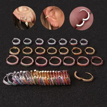 1Pc Multicolor Cz Hoop Cartilage Earring Helix Tragus Rook Daith Snug Conch Ear Piercing Jewelry