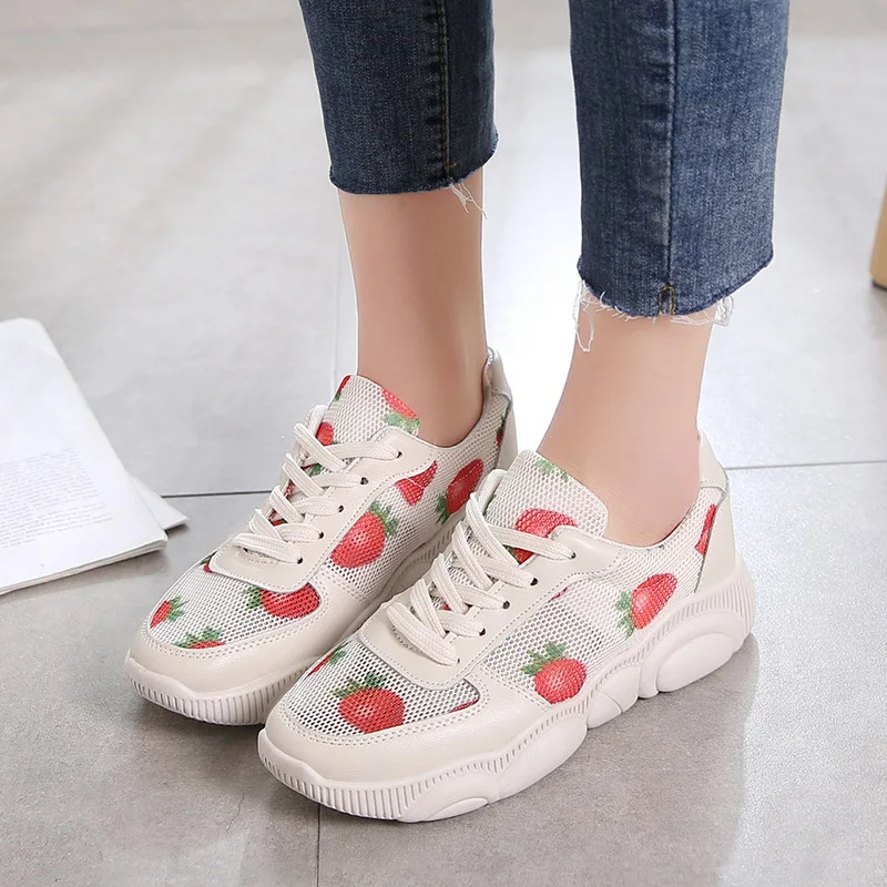 

Women sneakers spring 2020 new Sweet strawberry soft flat bottom breathable lightweight casual wild platform women shoes U27-17
