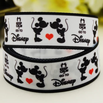 

22mm 25mm 38mm 75mm Mickey Cartoon printed Grosgrain Ribbon party decoration 10 Yards X-03203