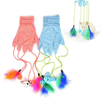 

Interactive Cat Toys Funny Adult Glove with Feather Stick Bell Balls Kitten Scratching Toy Pet Cat Playing Training Dropshipping