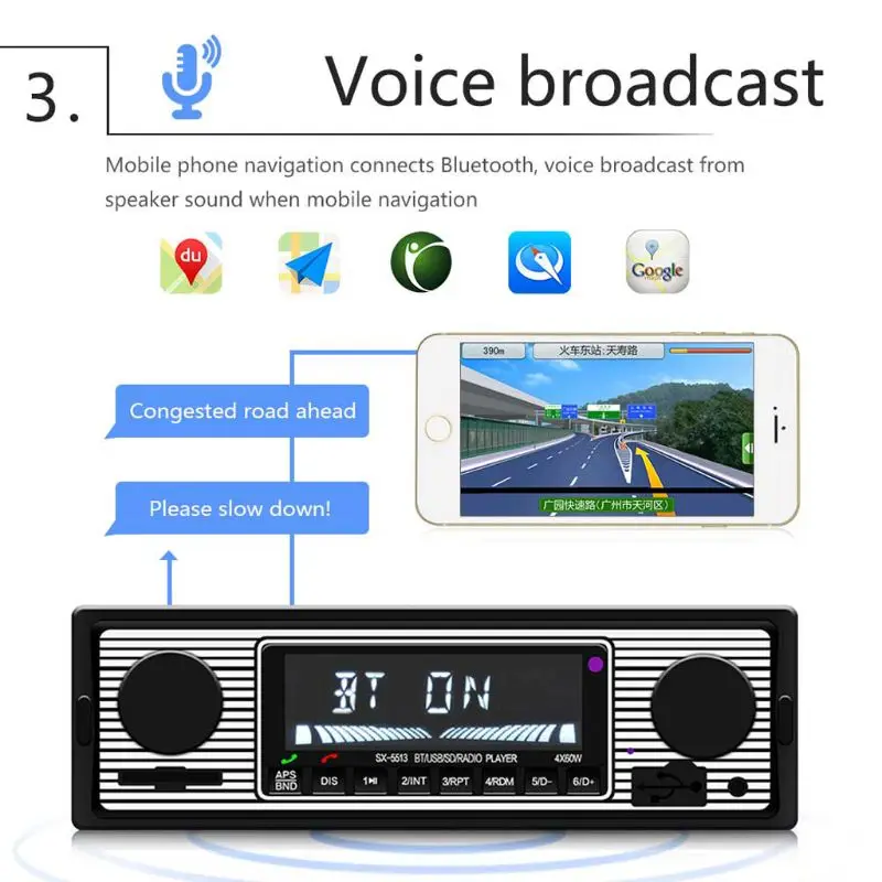 Автомобильный винтажный аудио Bluetooth MP3-плеер Стерео FM Многофункциональный Авто приемник