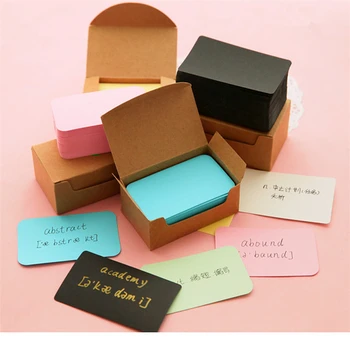 

4 Colors 100 Pcs Kraft Paper Card Blank Business Cards Message Memo Party Gift Thank You Cards Label Bookmarks Learning Cards