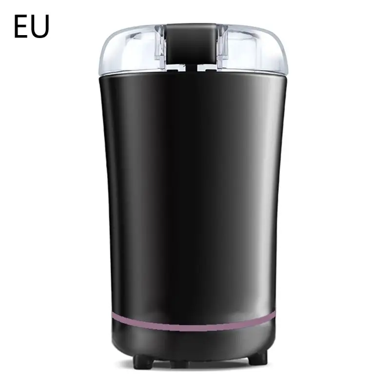 Мини-электрическая кофемолка 150 Вт, мощное лезвие для зерен и специй, шлифовальная машина с большой емкостью для кухни - Цвет: Черный