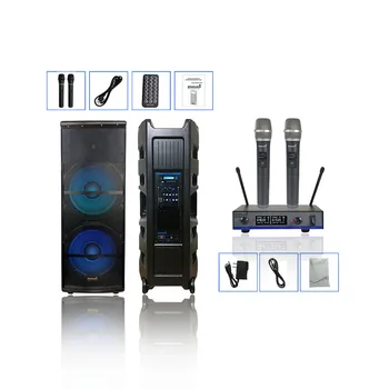 

STARAUDIO Dual 15 Inch 5000W Powered Audio Active DJ PA USB BT Speaker 2CH UHF Handheld Wireless Microphone System SDMN-15RGB