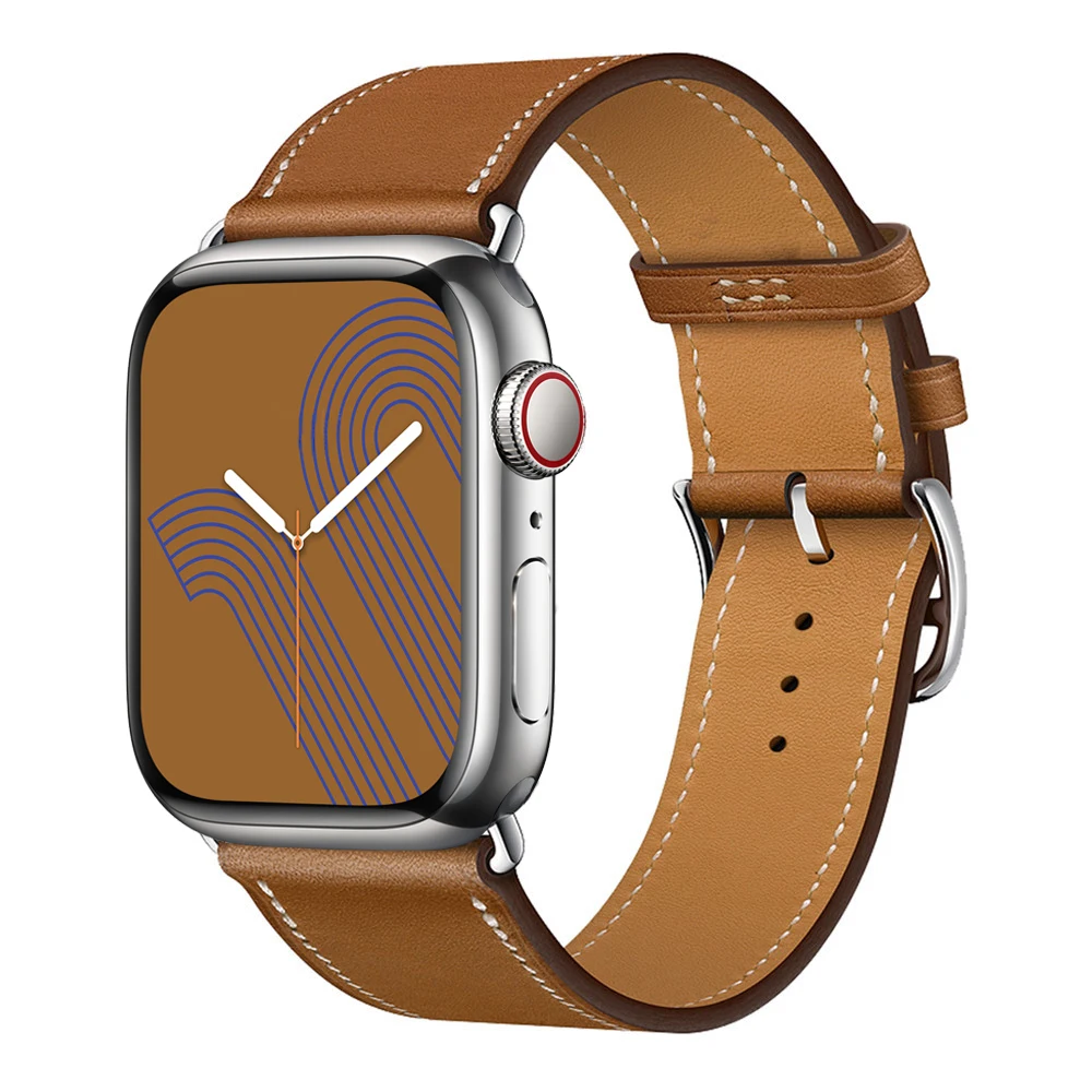 Кожаный ремешок для Apple watch band 44 мм 40 45 41 38 42 браслет iWatch Single tour correa 5 4 3 se 6 7 | Наручные