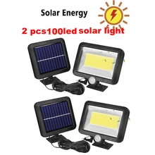 2/4pcs 100/56/30 LEDs Solar Panel PIR Motion Sensor Waterproof Lamp 3 Modes for Garden Yard Outdoor & Indoor Emergency Night lig