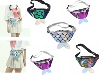 

5styles Mermaid tail waist bag fish tail shaped belt waist pack glitter beach fashion kids lady pack coin phone pouch