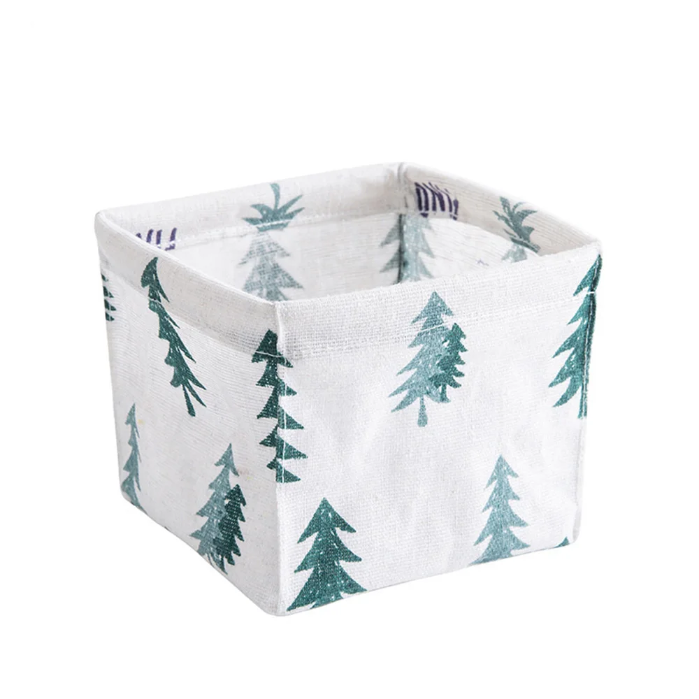Pine Stationery Mini Container Linen Square Case Home Decor Desktop Storage Basket Sundries Toy Storage Box Cosmetic Book Organizer - Цвет: Pine