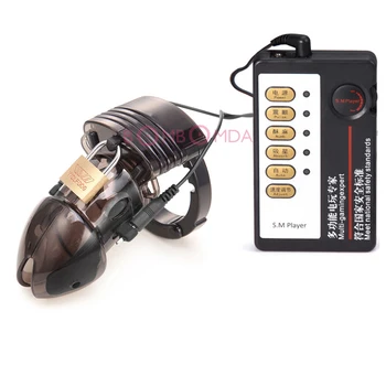 

Man Electric Shock Pulse Chastity Lock Cock Cage Chastity Device Massage Male Lock Chastity Belt SM Player Massager