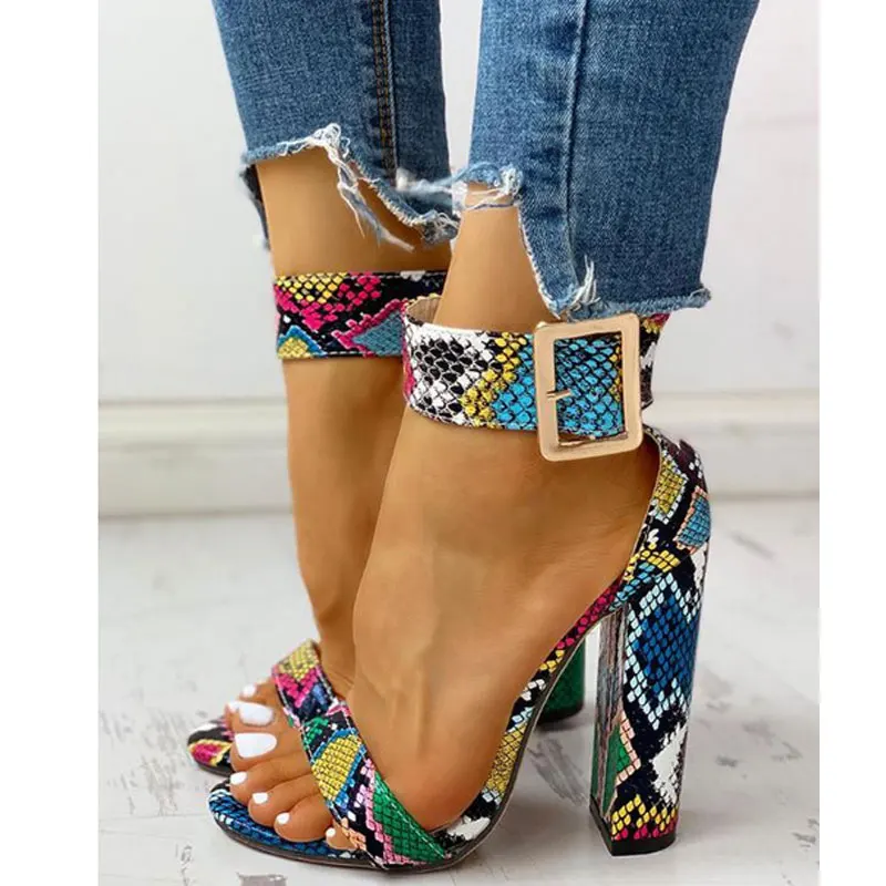 multi color snake heels