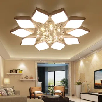 

Remote controlling crystal ceiling chandelier modern flower crystal ceiling lamps for living room surface mounted lampara