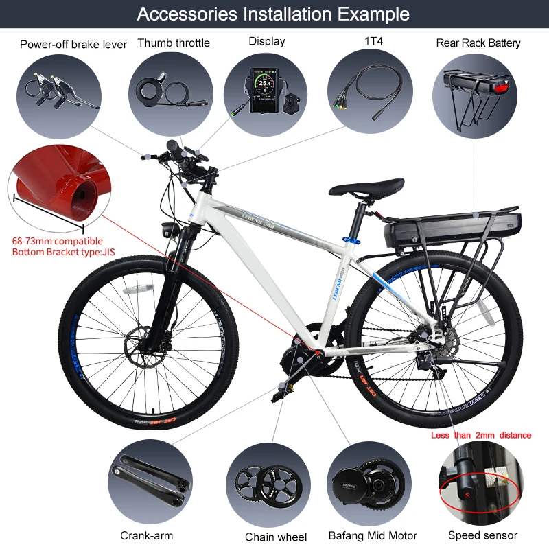 Bafang BBS02B 48 V 750 W среднемоторный привод электрическое преобразование велосипедов комплект с замком 12Ah/17.5Ah велосипед Батарея собран в samsung ячейки