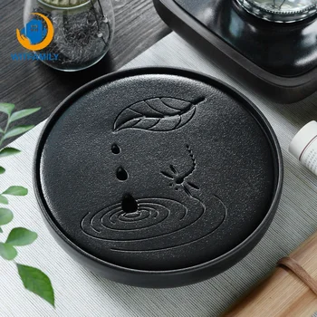 

Square Round Ceramic Tray Ceramic Simple Kung Fu Tea Set Japanese Retro Table Pot Bearing Tea Board Water Storage Dry Bubble