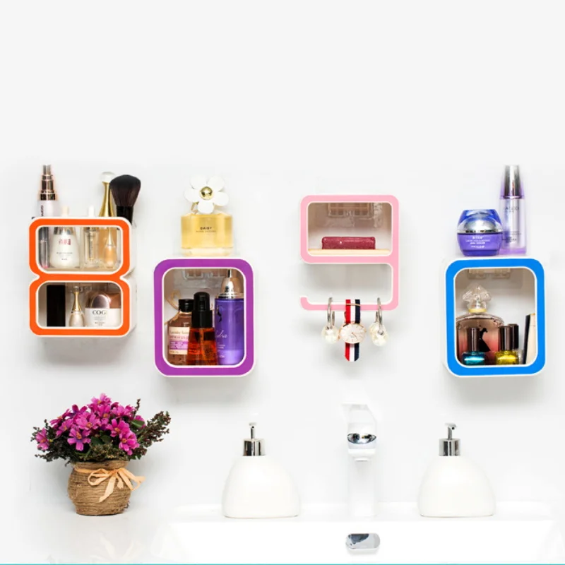 

Wall Shelf Creative Number Shaped Wall Mounted Storage Rack Bathroom Shower Organizer Holder Shelves Bathroom Accessories