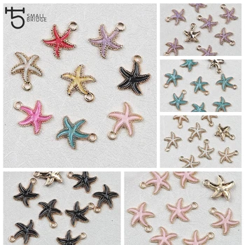 

8pcs Starfish Nautical Enamel Charm Pendant For Women Making Jewelry Bracelet Necklace DIY Accessory Metal Alloy Beads M202
