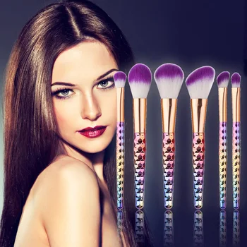 

6pcs Professional Makeup Eyebrow Foundation Power Blush Brush Purple Hair