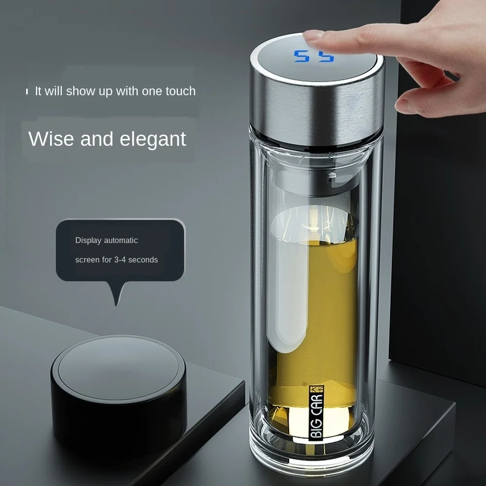 Glass Men's and Women's Double-Layer Insulated Water Cup Portable with Lid Filter Easy Thick Bottom Tea Customization | Дом и сад