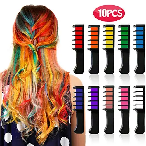 

10 in 1 Color Hair Chalk Set Temporary Washable Hair Color Dye Bright Hair Chalk Combs
