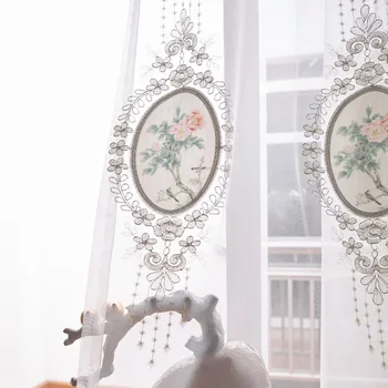 

American Luxury Floral Sheer Curtain for Living Room Natural Fashion Fabric Curtain for Bedroom Tulle Drape Blinds X652#40