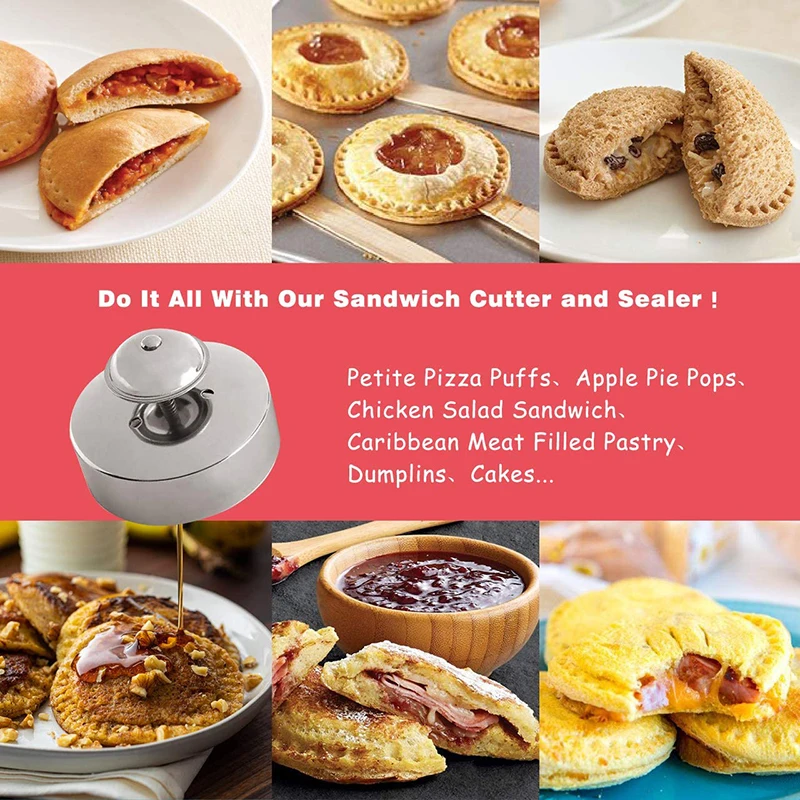 Sandwich Cutter and Sealer, Decruster Sandwich Maker for Sandwiches, Hamburgers, Pie and More, Sandwich Press Great, Silver