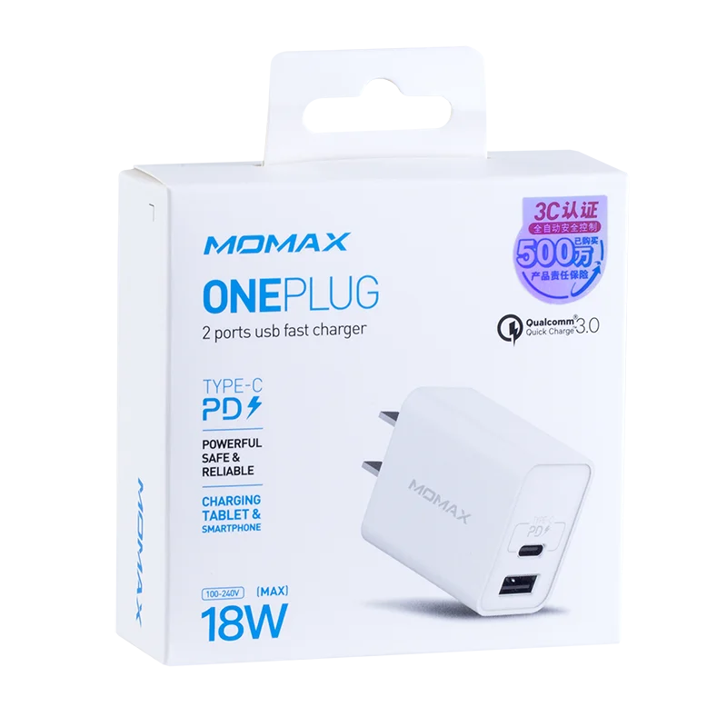MOMAX UM13CN USB быстрое зарядное устройство(PD+ QC3.0 18 Вт) портативный для Apple и android безопасность доверие quick charge 4,0 зарядное устройство