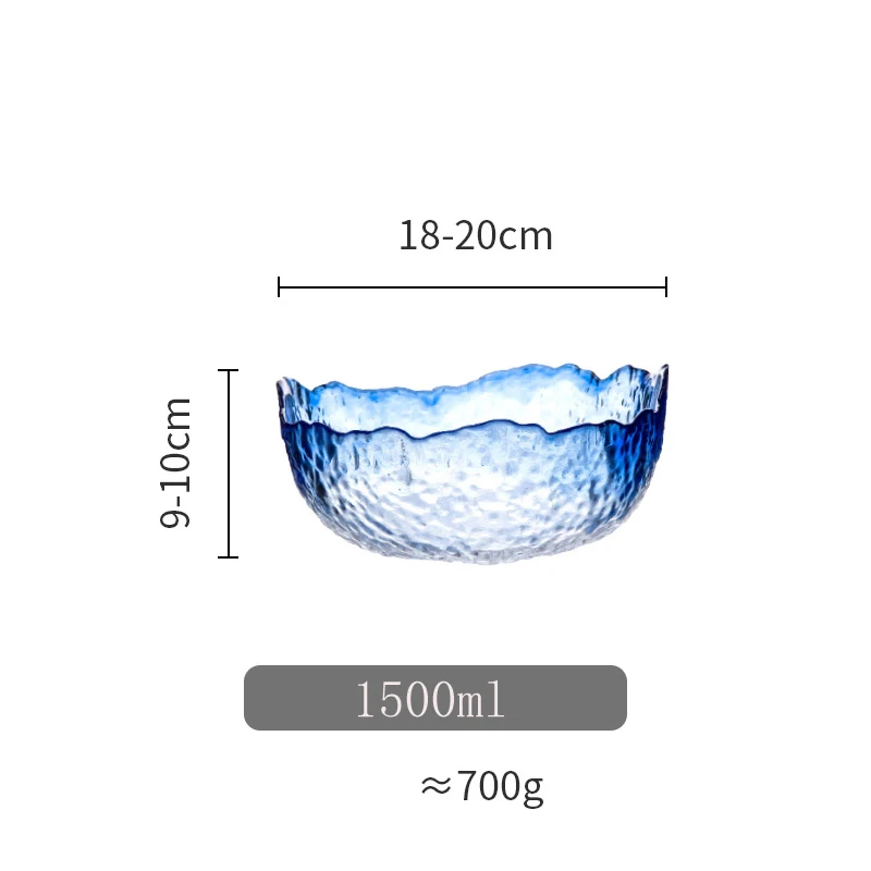 1500ml white blue Европейская прозрачная стеклянная чаша с золотым краем, бытовая большая посуда, фруктовые десертные салатники, миски для еды, стеклянная чаша, кухонные столовые приборы - Цвет: 1500ml white blue