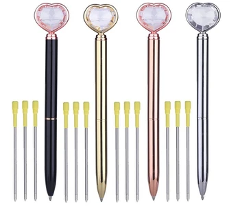 

Heart Shape Diamond Pen Diamond Crystal Pen, Ballpoint Pen, Office Supplies, Wedding Gift Black In, Different Colors+Extra 12Pcs