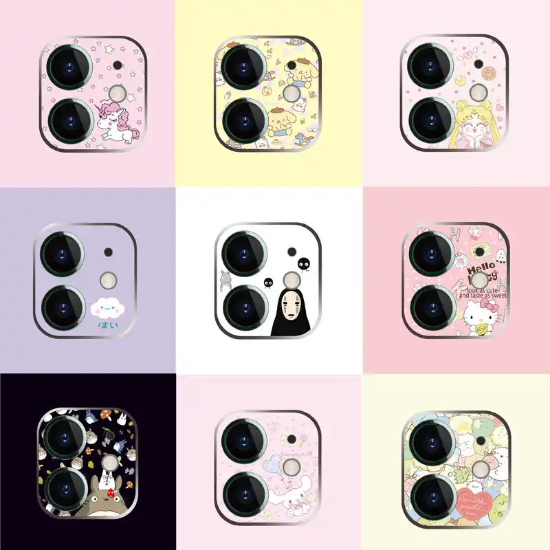 漫画カメラ用iphone 12プロマックスミニフィルム強化ガラスバックカメラレンズカバーかわいいステッカー Phone Screen Protectors Aliexpress