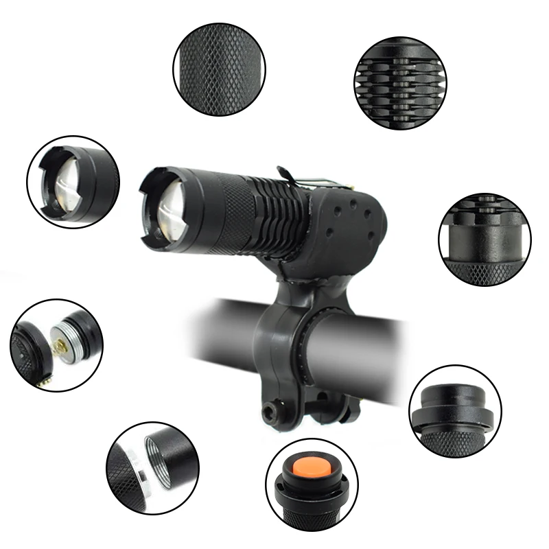 

Mini 2000 Lumens 3 Mode Q5 LED Flashlight Waterproof AA/14500 Adjust Focus Torch Lamp Bike Light for Camping Hunting Hiking