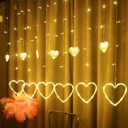 Confession Heart-Shaped Curtain String Light 2.5m 138leds Fairy LOVE Lamp for Valentine's Day Wedding Party Indoor Outdoor Decor