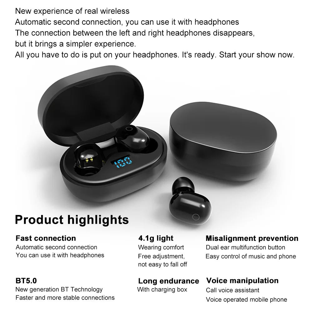 Bluetooth наушники TWS, беспроводной bluetooth 5,0, умный сенсорный стерео светодиодный дисплей, наушник с микрофоном, ips 15, для Xiaomi