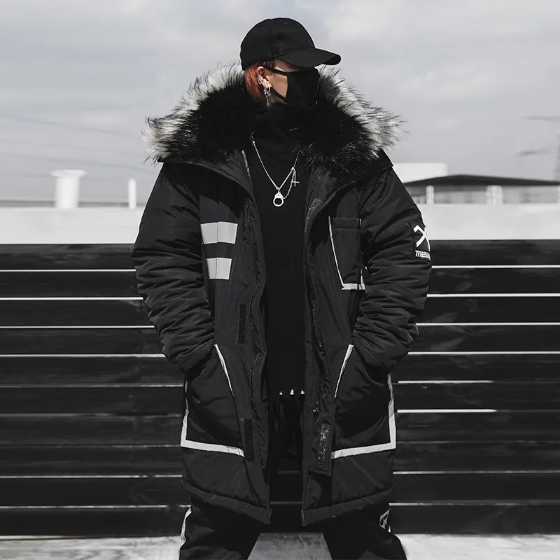 

Nice Fashion Hip Hop Thick Warm Cotton Jacket Large Size Warm Coat Winter Warm Tide Men's Cotton Clothing US Size S-XXL